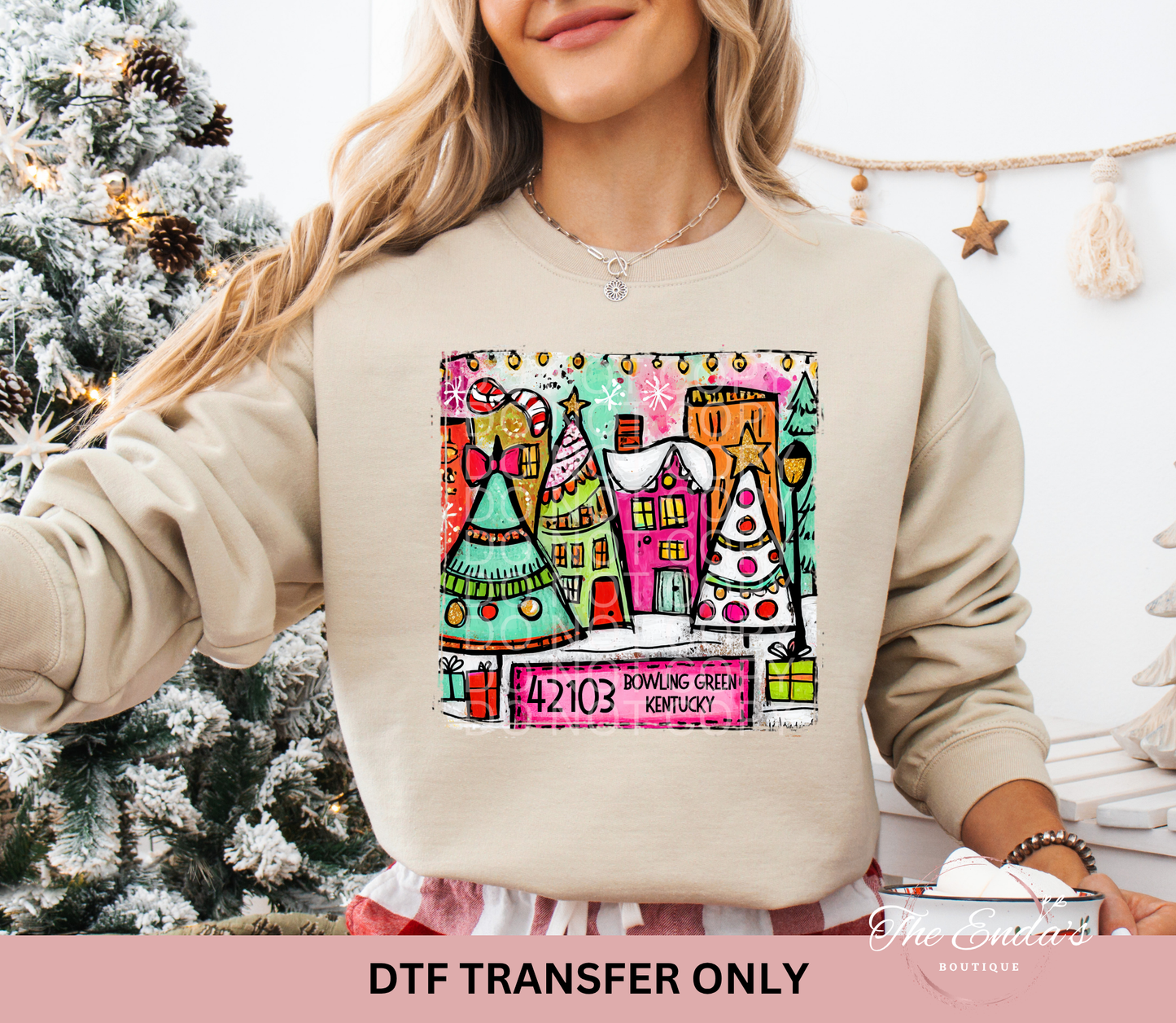 Personalized Preppy Small Town Christmas DTF Transfer