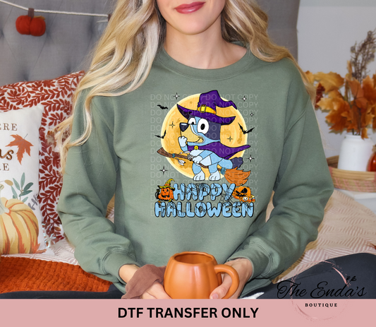 Blue Dog Happy Halloween DTF Transfer