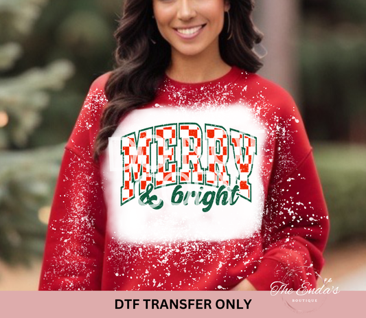 Checkered Merry & Bright DTF Transfer