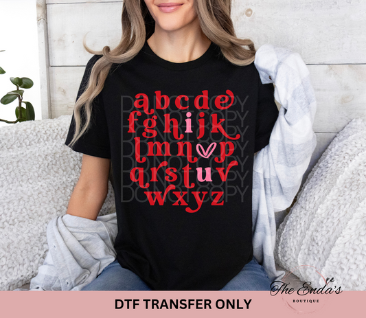 Valentine Alphabet DTF Transfer