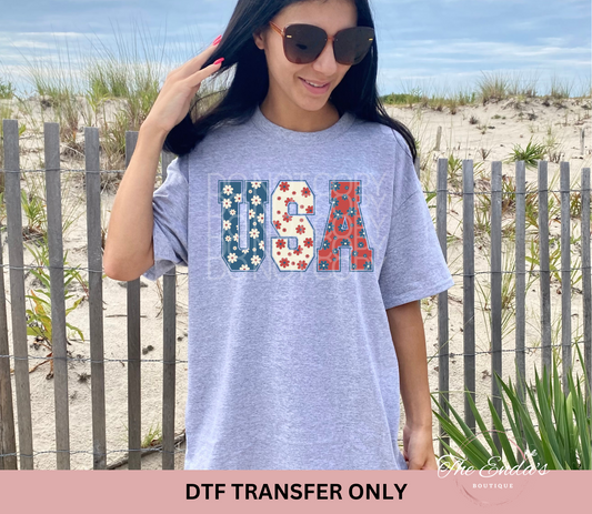 Floral USA DTF Transfer