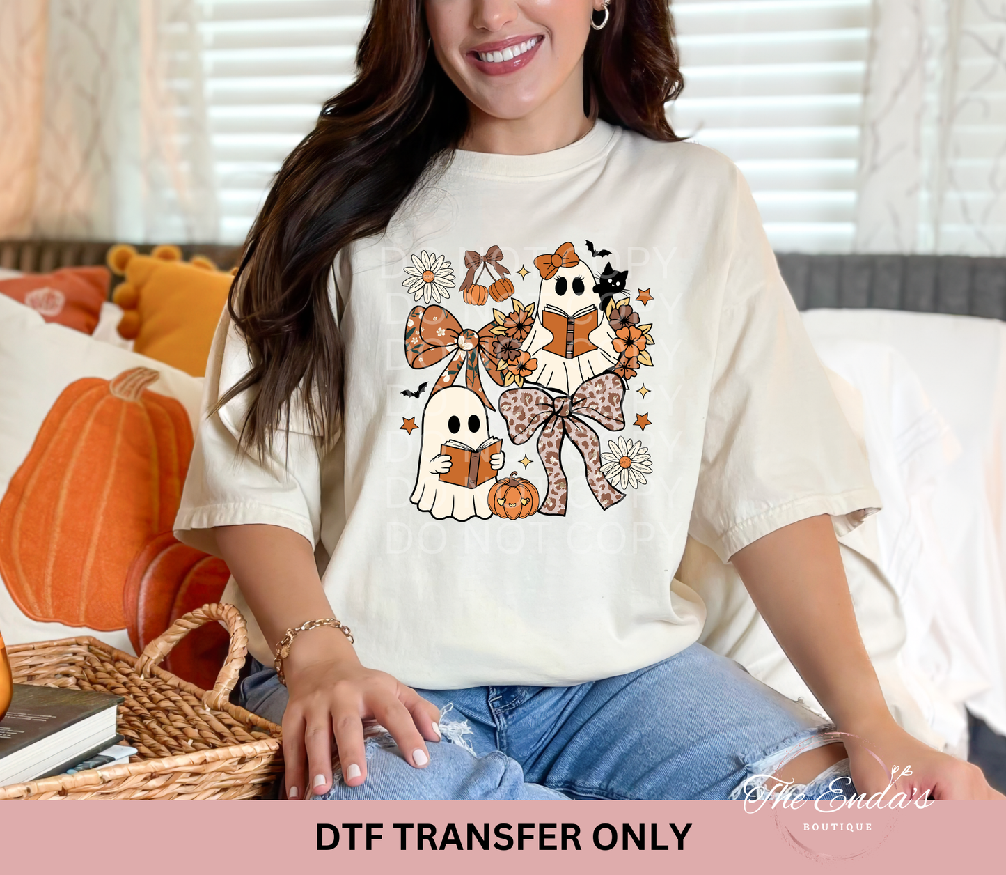 Fall Ghost Book Coquette DTF Transfer