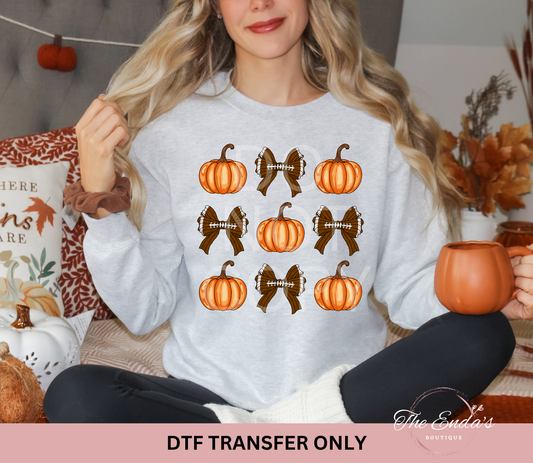 Football Bows & Pumpkins DTF Transfer