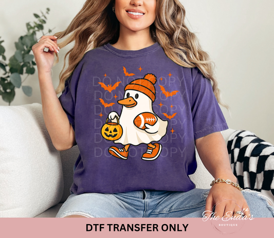 ORANGE Halloween Football Ghost Goose DTF Transfer