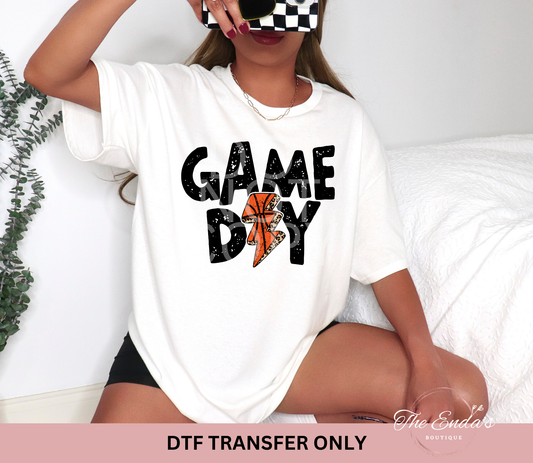 Distressed Game Day Basketball Leopard Lightning Bolt DTF Transfer