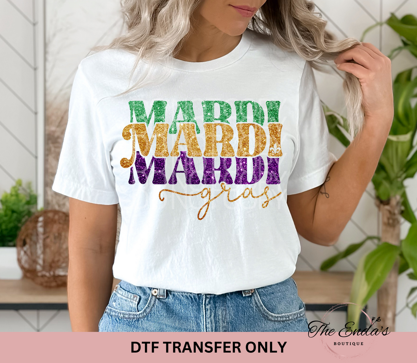 Mardi Gras Faux Sequin DTF Transfer