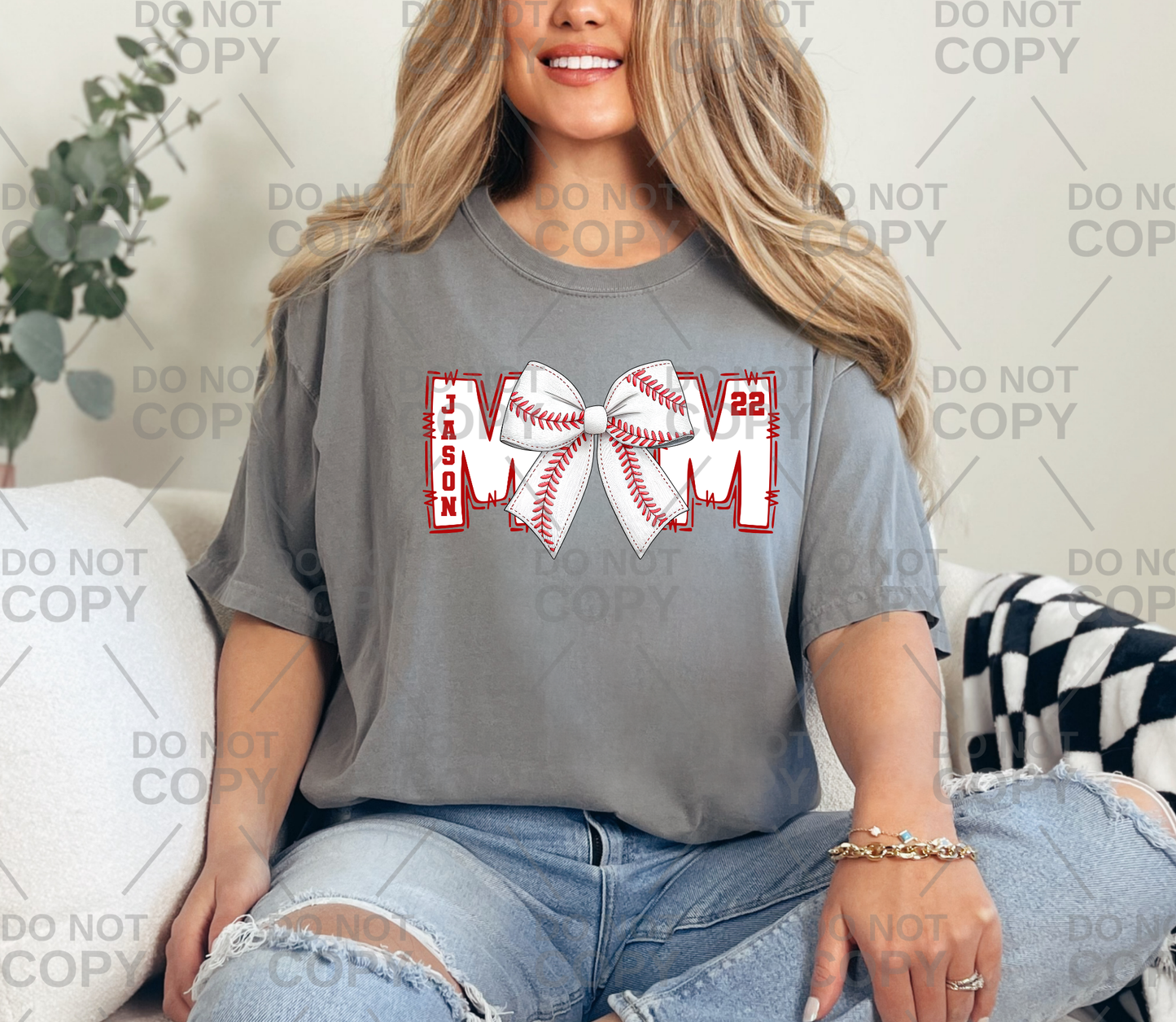 Personalized Baseball Mom Bow DTF Transfer
