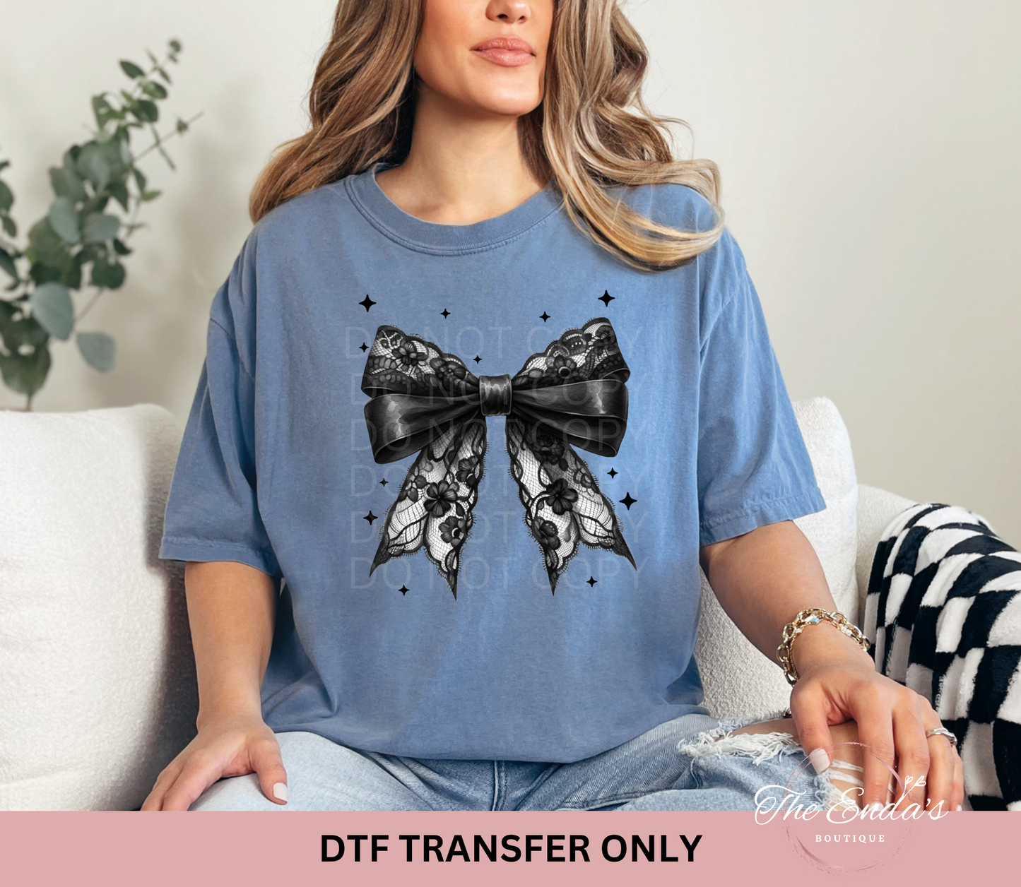 Black Lace Bow DTF Transfer