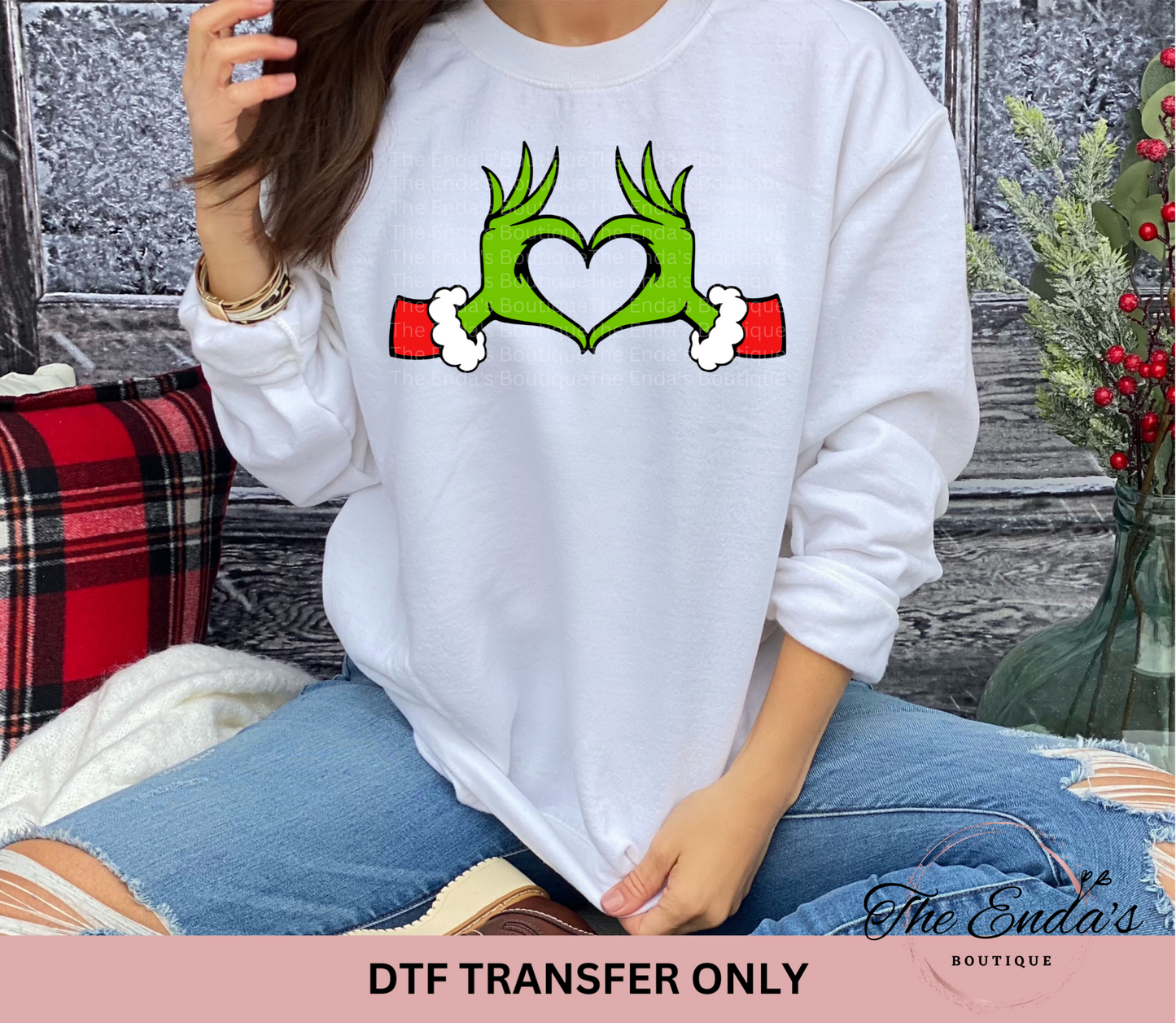 Grinch Heart DTF Transfer