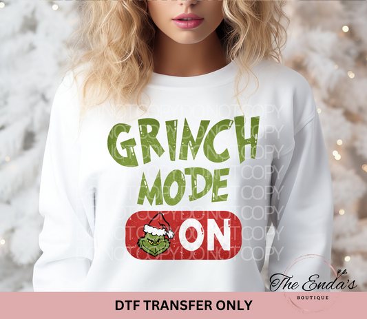 Grinch Mode On DTF Transfer