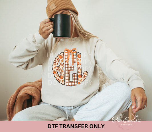 Brown Checkered/Fall Monogram DTF Transfer