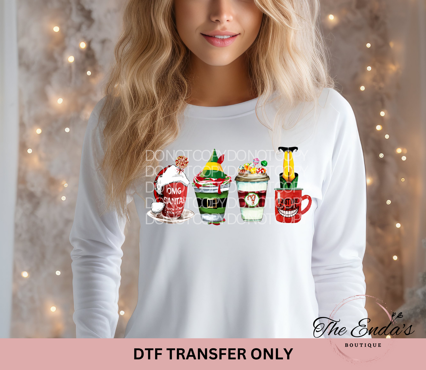 Elf Coffee Cups DTF Transfer