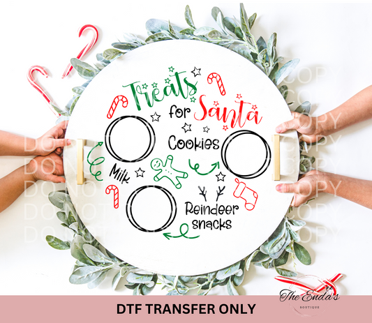 Round "Treats For Santa" Tray/Placemat DTF Transfer