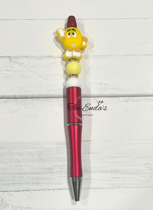 Yellow M&M Beaded Pen