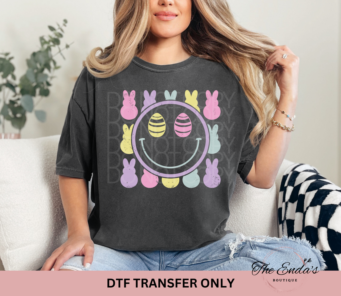 Retro Easter Smiley Face DTF Transfer