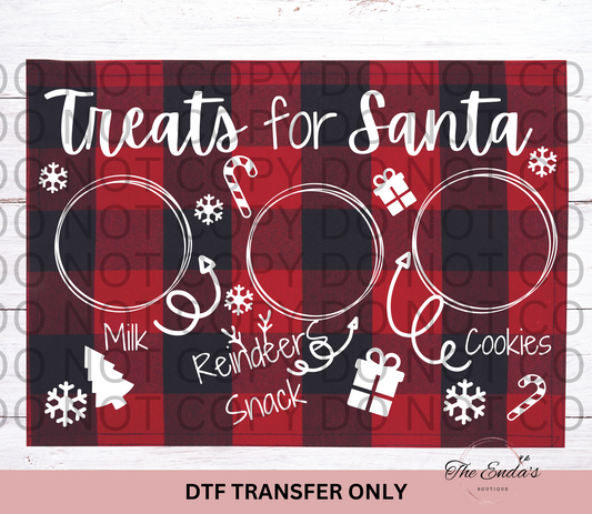 Rectangle "Treats For Santa" Tray/Placemat DTF Transfer