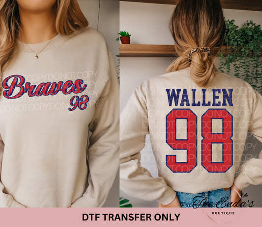 Braves/Wallen (FULL FRONT/BACK SET) DTF Transfer