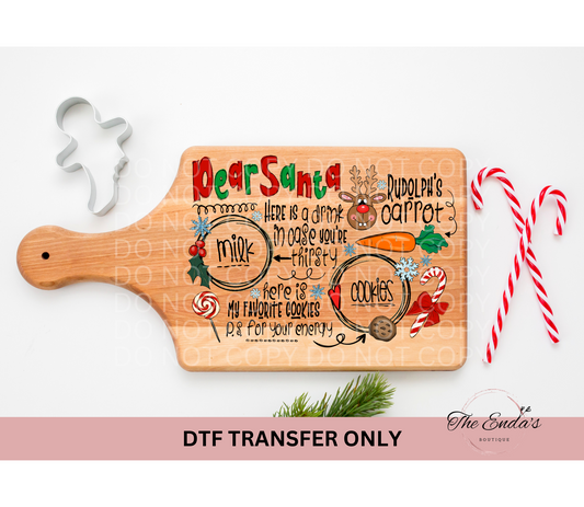 Rectangle "Dear Santa" Tray/Placemat DTF Transfer