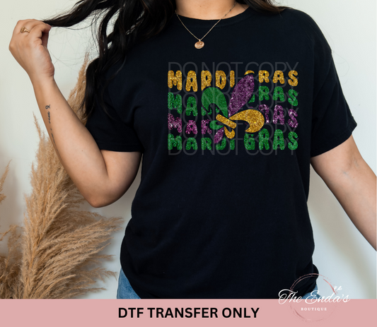 Mardi Gras Faux Sequin DTF Transfer