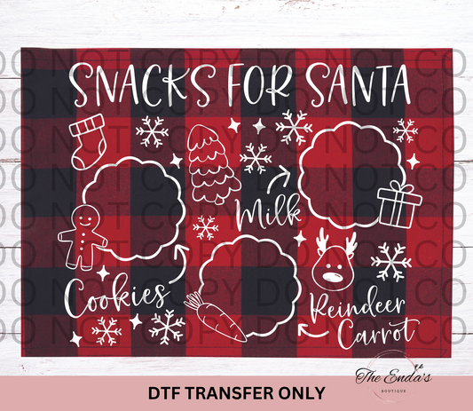 Rectangle "Snacks For Santa" Tray/Placemat DTF Transfer