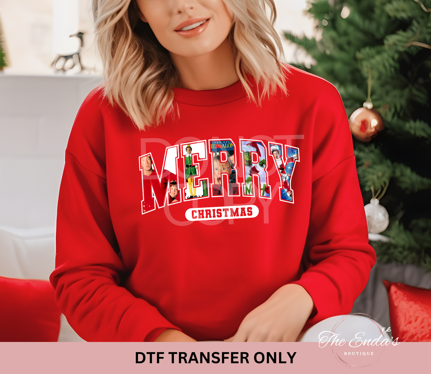 Christmas Movie Merry DTF Transfer **AVAILABLE IN THREE DIFFERENT COLORS**