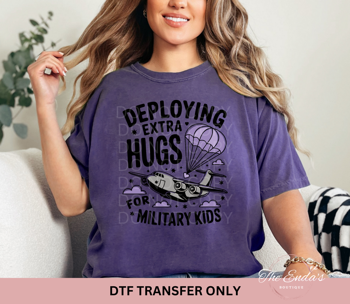 Deploying Extra Hugs For Military Kids DTF Transfer