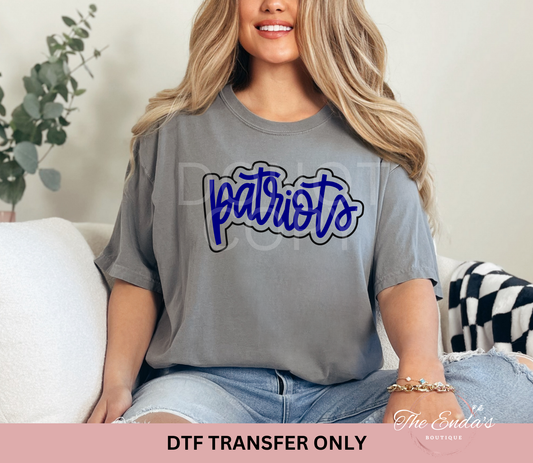 Outlined Patriots DTF Transfer