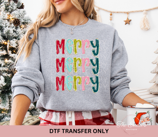 Stacked Merry DTF Transfer