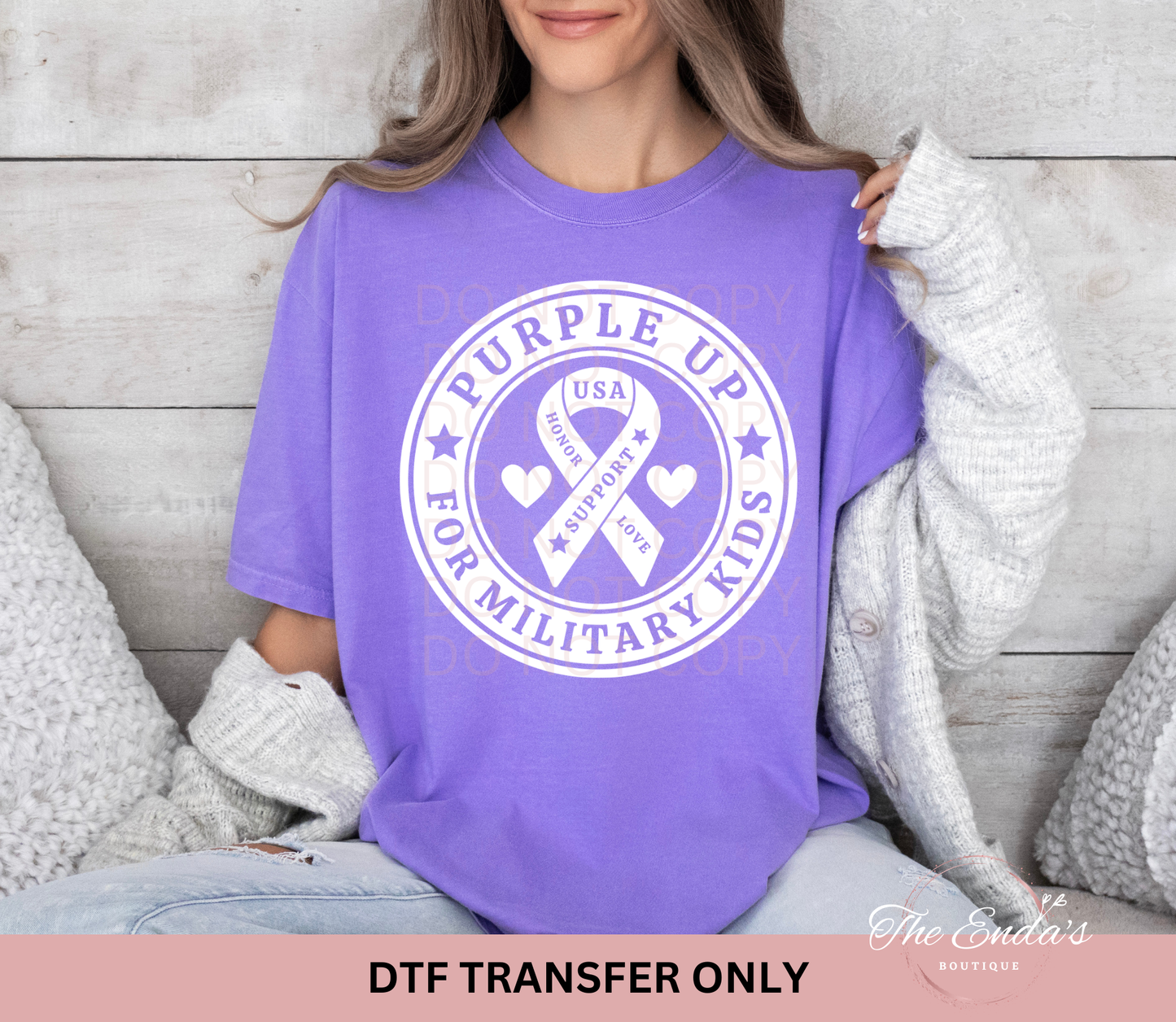 Purple Up For Military Kids Support Ribbon DTF Transfer