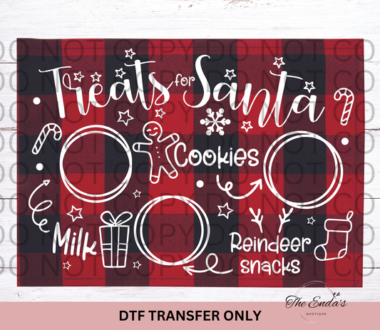 Rectangle "Treats For Santa" Tray/Placemat DTF Transfer