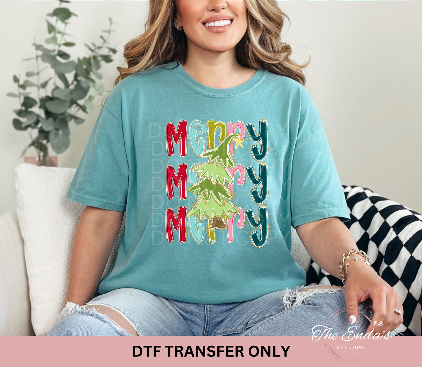 Stacked Merry Tree DTF Transfer