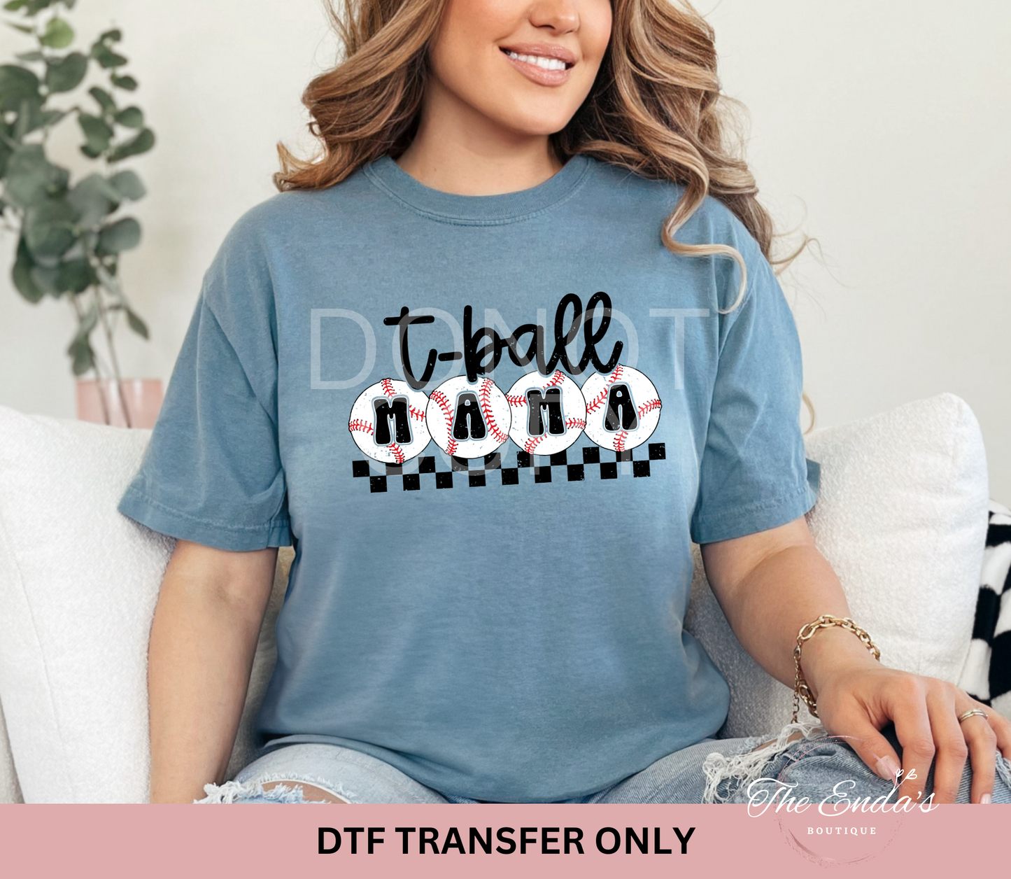 T-Ball Mama Checkered DTF Transfer