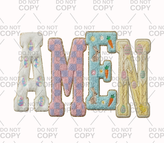 Faux Yarn Easter Amen DTF Transfer