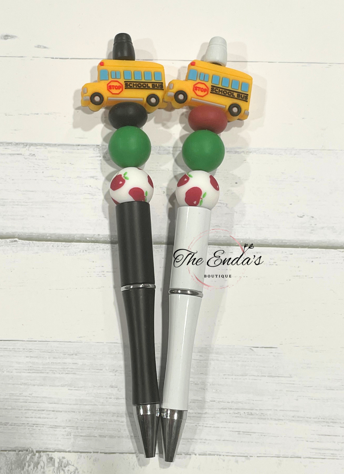 School Bus Apple Beaded Pen