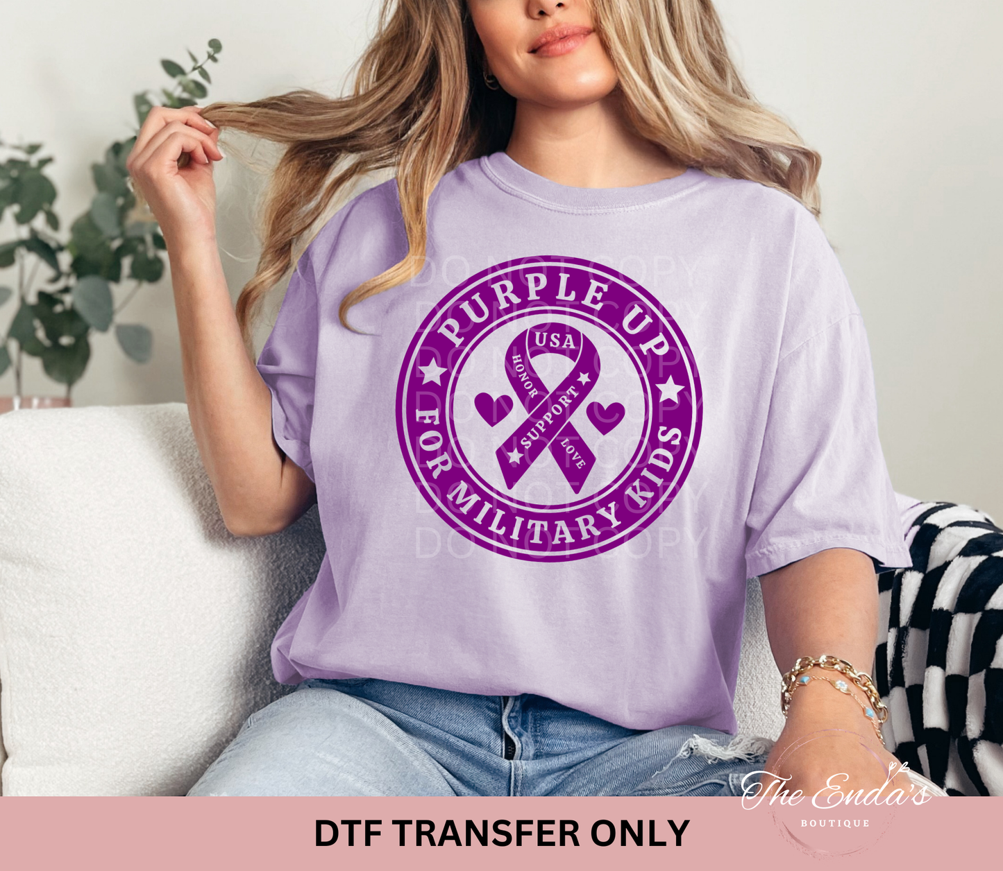 Purple Up For Military Kids Support Ribbon DTF Transfer