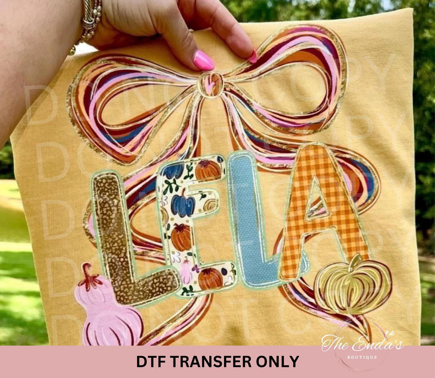 Personalized Fall Pumpkin Bow DTF Transfer