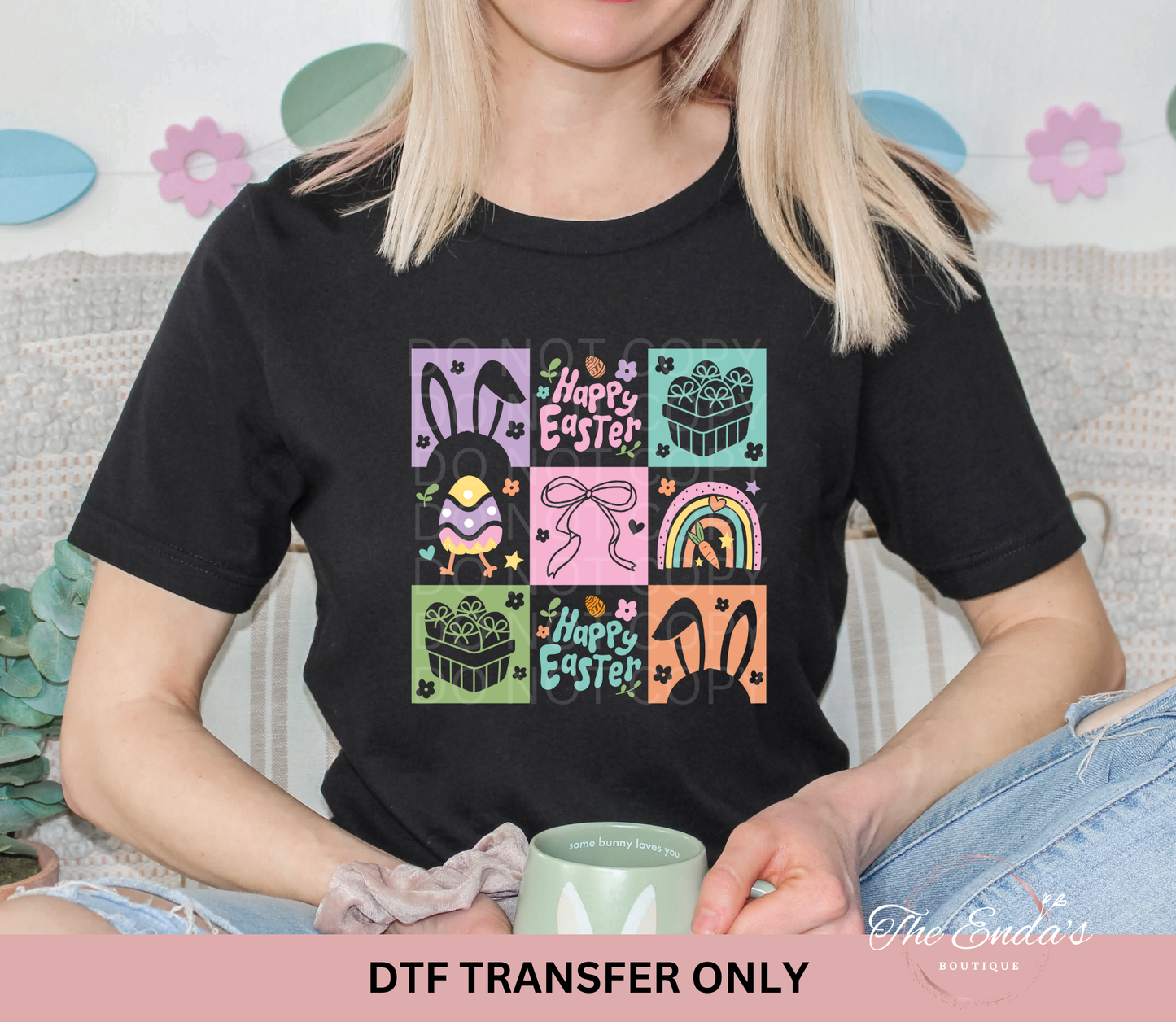 Pastel Checkered Happy Easter DTF Transfer