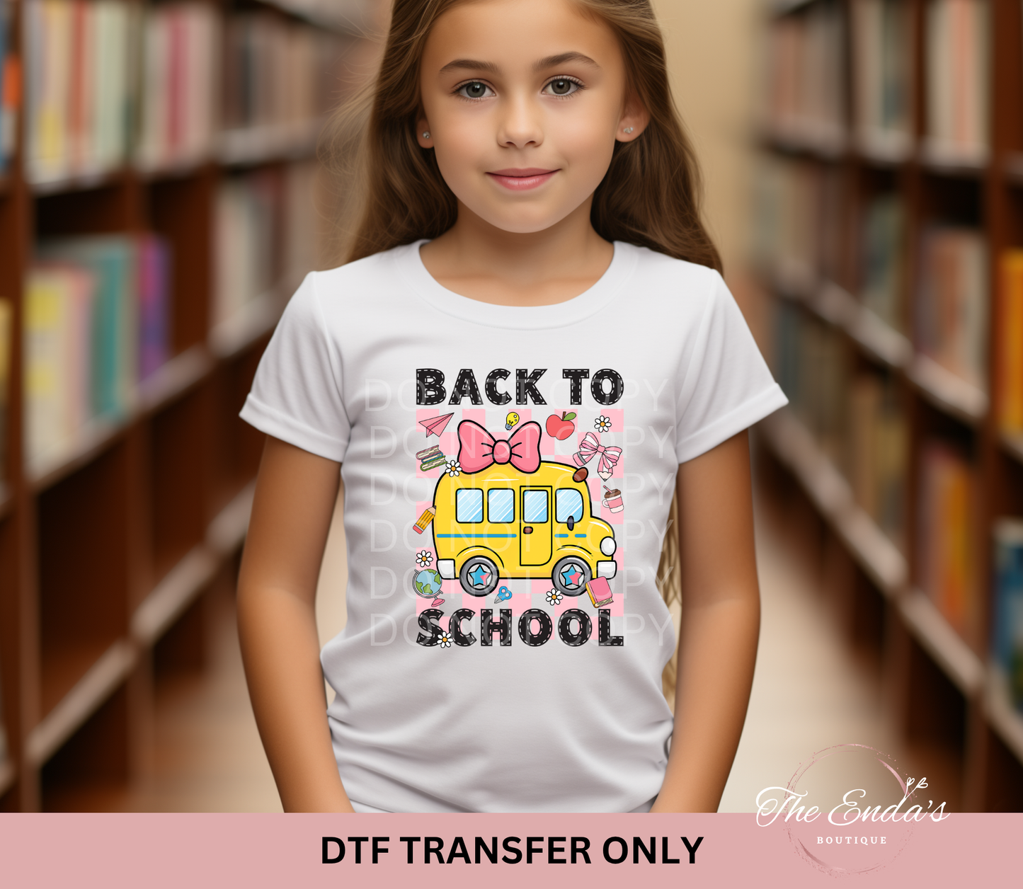 Pink Checkered Back To School DTF Transfer