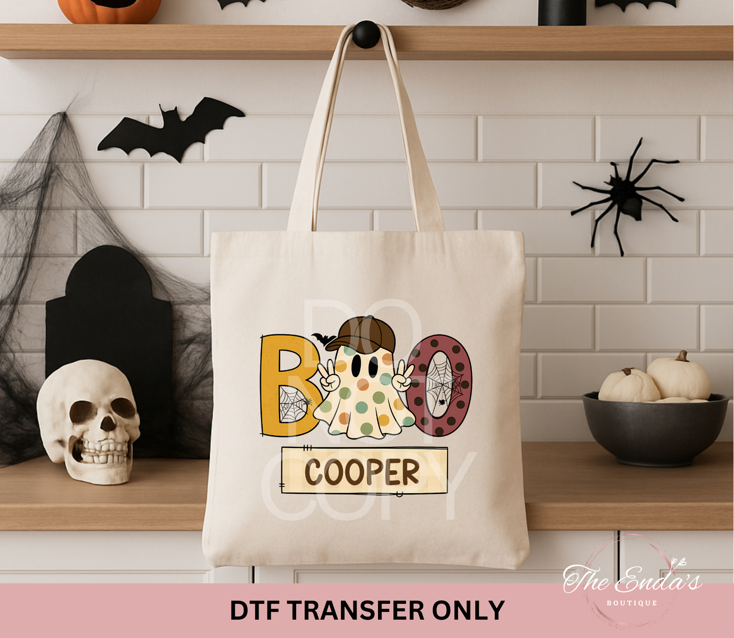 Personalized Polka-Dot/Hat Boo DTF Transfer