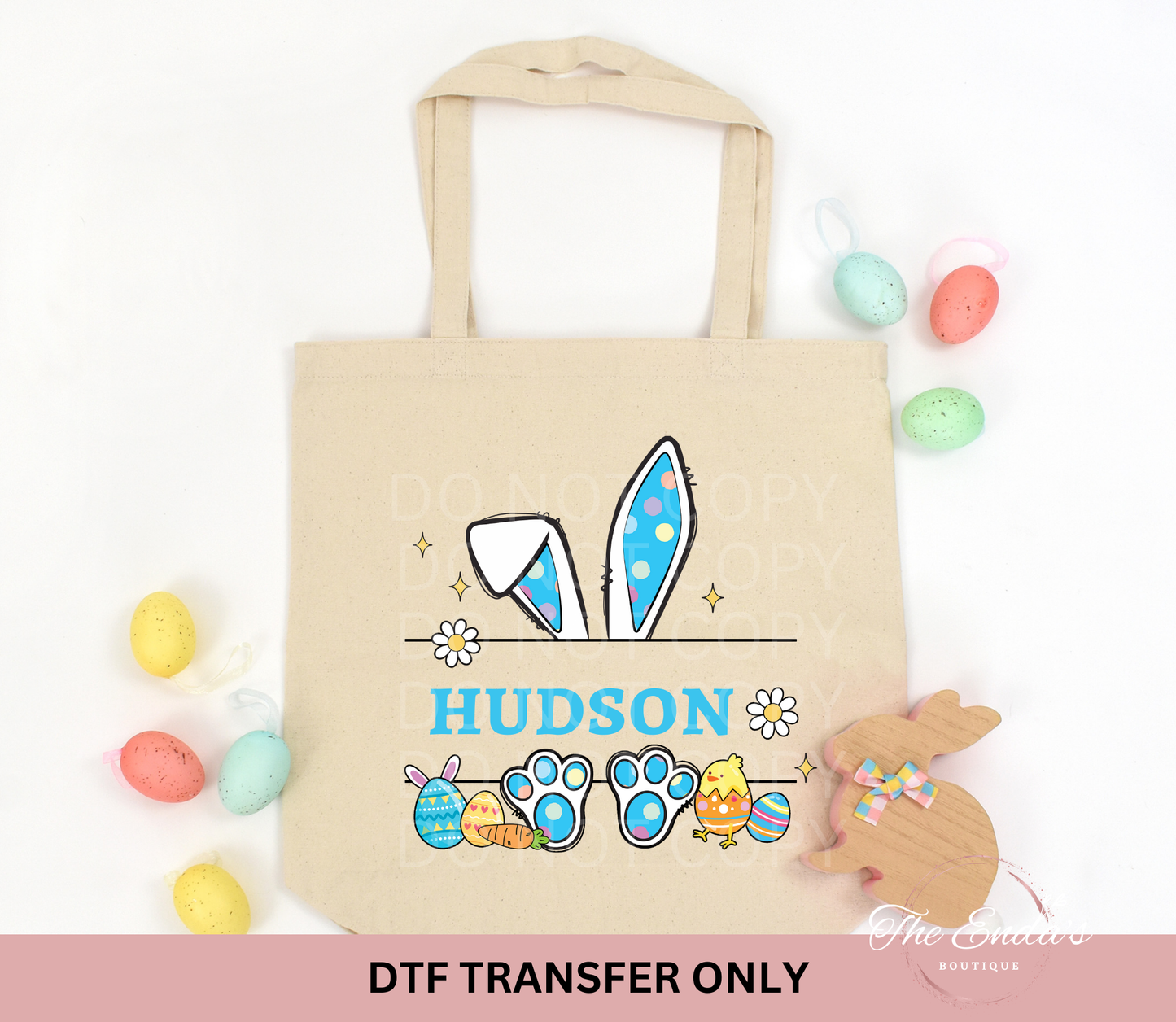 Personalized Blue Bunny DTF Transfer