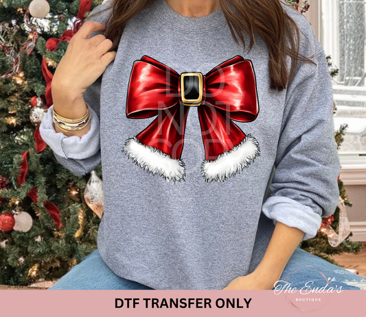 Christmas Santa Bow DTF Transfer