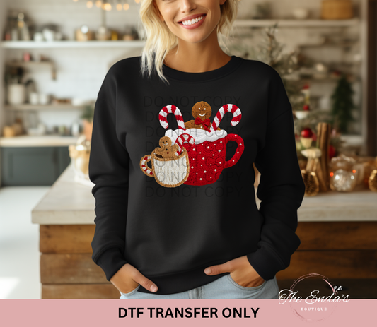 Faux Yarn Hot Cocoa DTF Transfer