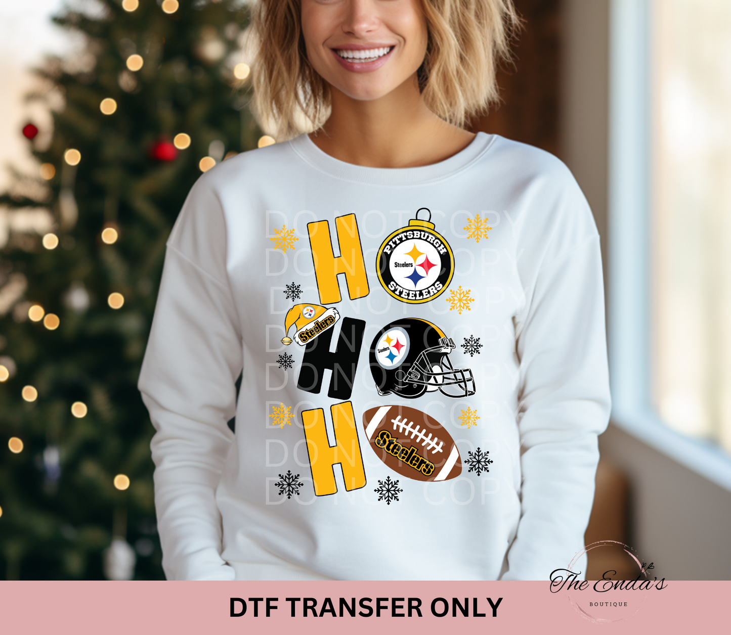 Ho Ho Ho Pittsburgh Steelers DTF Transfer