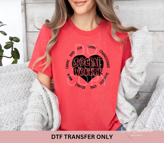 Social Worker Heart DTF Transfer