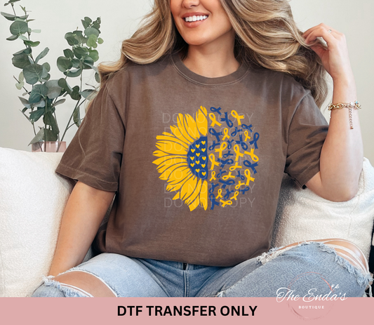 Down Syndrome Awareness Sunflower Ribbons DTF Transfer