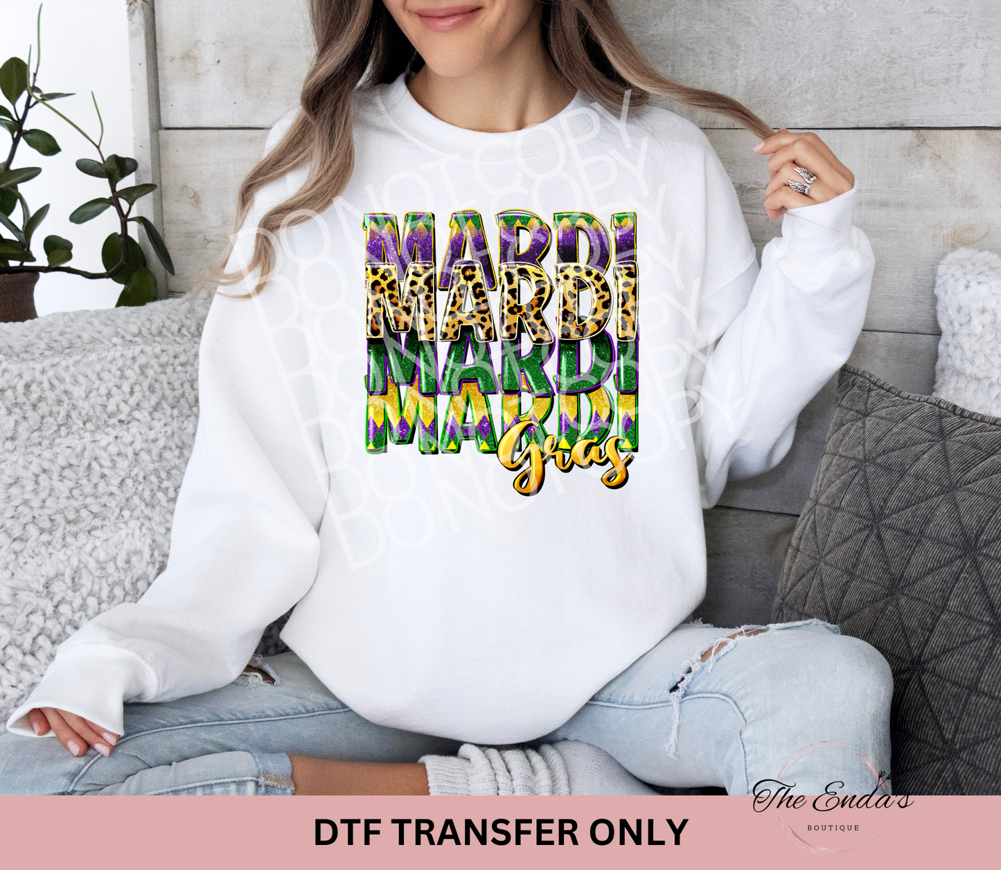 Stacked Mardi Gras DTF Transfer