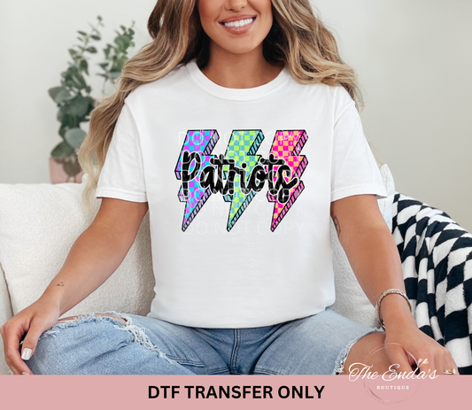 Patriots Checkered Lightning Bolts DTF Transfer