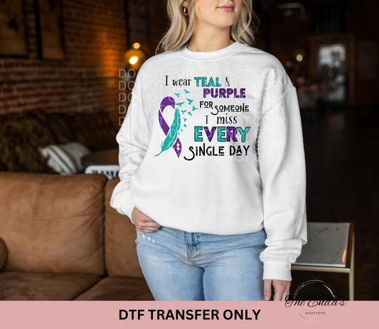 I Wear Teal & Purple DTF Transfer