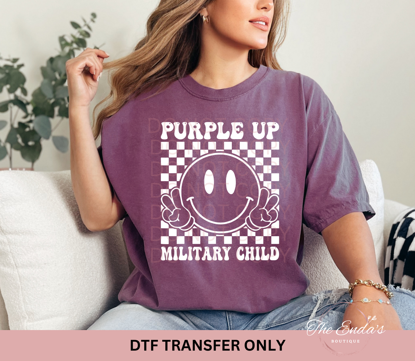 Purple Up Smile DTF Transfer