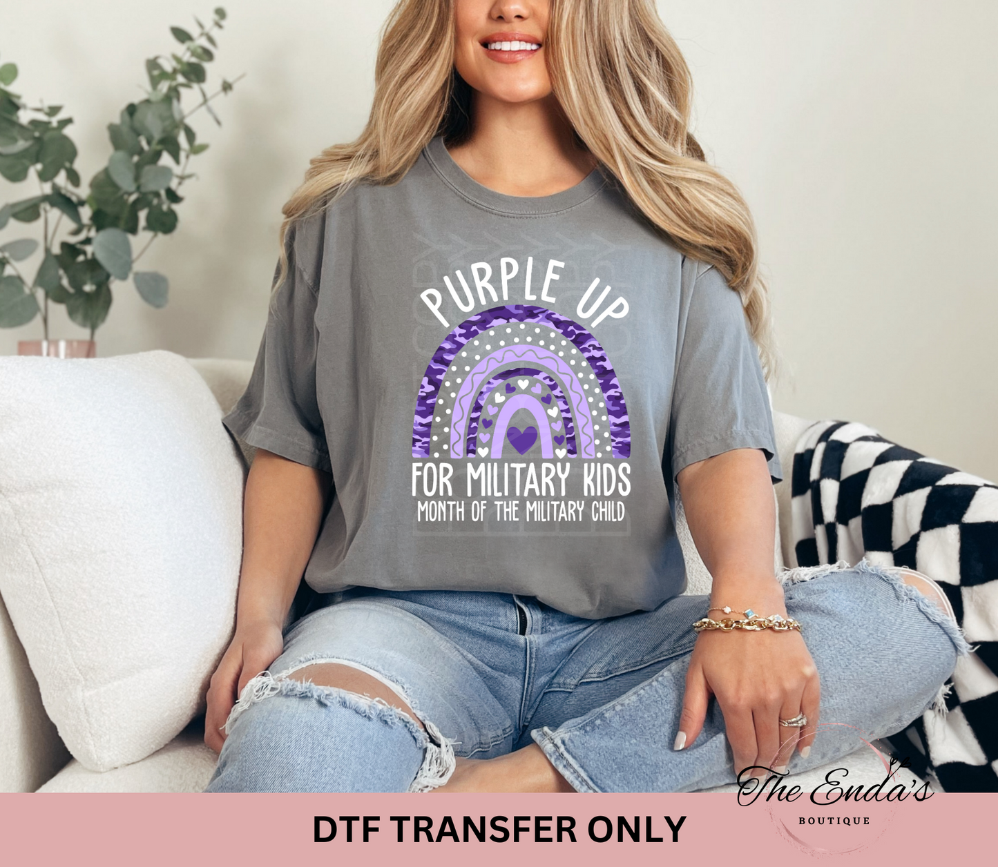 Purple Up For Military Kids Rainbow DTF Transfer